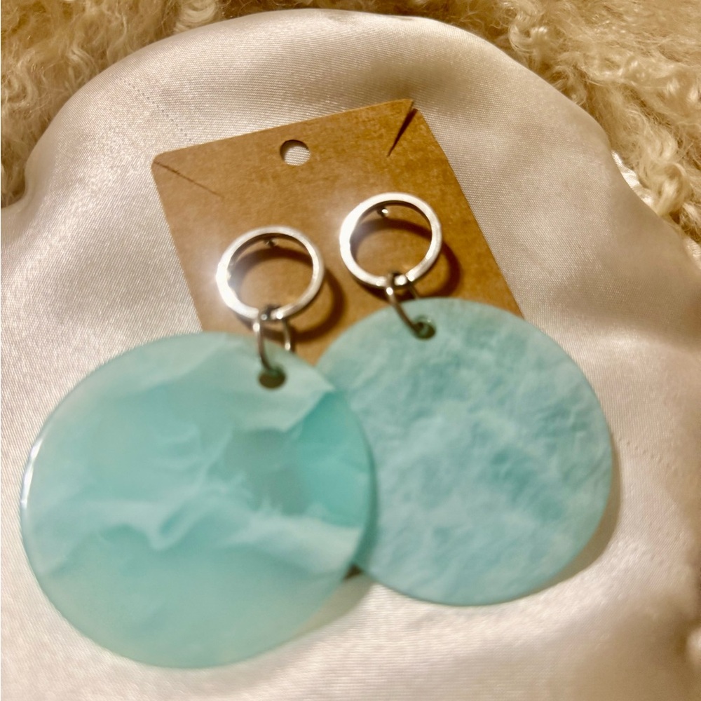 Aqua Acrylic Dangle Earrings